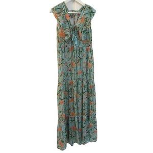 America & Beyond Sheer Floral Maxi Dress